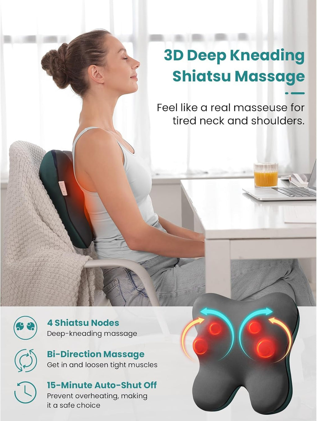 BOB AND BRAD Back Massager with Heat FSA Eligible/HSA Eligible, EZBack Corded Neck Massager for Pain Relief Deep Tissue, Shiatsu Back and Neck Massage Pillow, Full Body Use, Christmas Gifts for Women