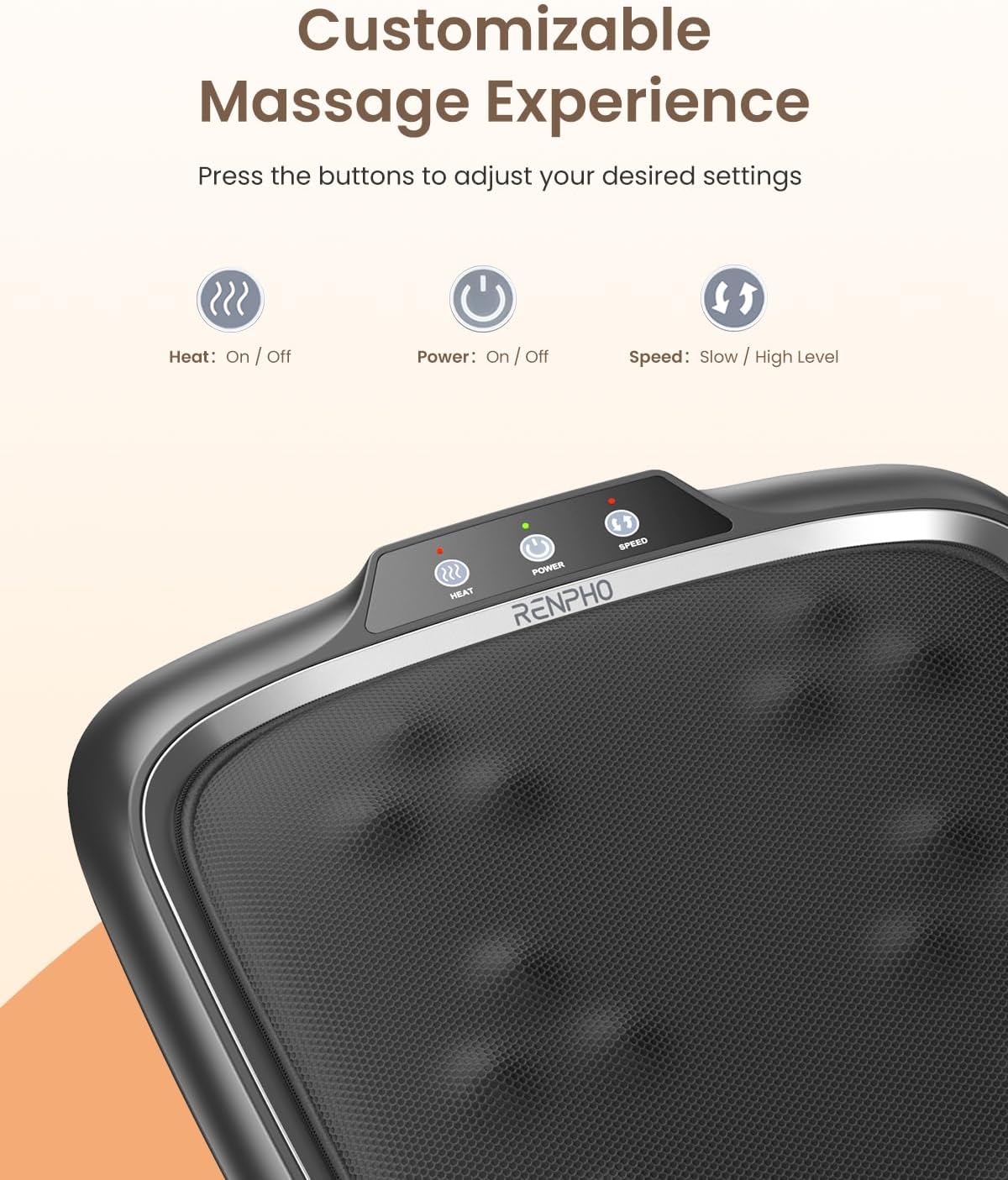 RENPHO Shiatsu Foot Massager with Heat, Plantar Fasciitis Relief Feet Massager, Birthday Christmas Gifts for Women Dad Elderly Neuropathy Pain Relief, Deep Kneading Foot and Calf Massager, Size 14