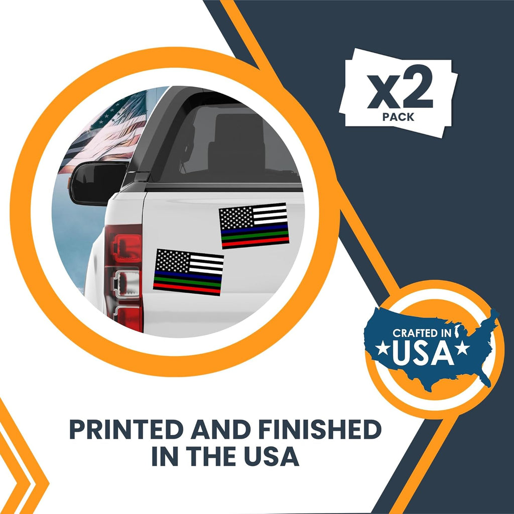Tri-Colo Thi Lin America Fla Adhesiv Deca Sticker 3x5 Packs Black Whit Re Blu Gree US Fla fo Fire Police Militar Support Waterproof fo Vehicle Mad i USA