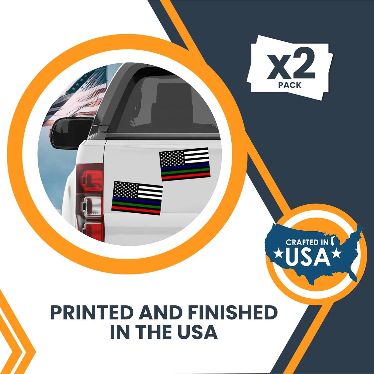 Tri-Colo Thi Lin America Fla Adhesiv Deca Sticker 3x5 Packs Black Whit Re Blu Gree US Fla fo Fire Police Militar Support Waterproof fo Vehicle Mad i USA