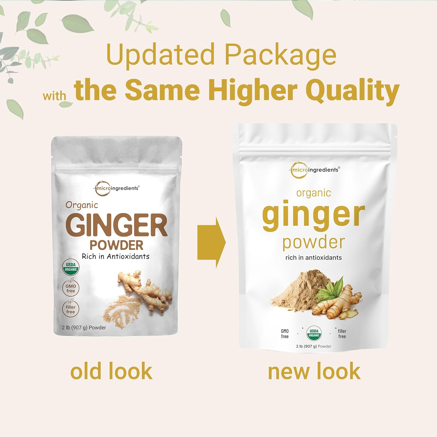 Organi Ginge powder 2lb (32oz Premiu Sourc fo Spic Seasonin Grea fo Baking Cookin Te Additiv Free Non-GMO Bul Supply
