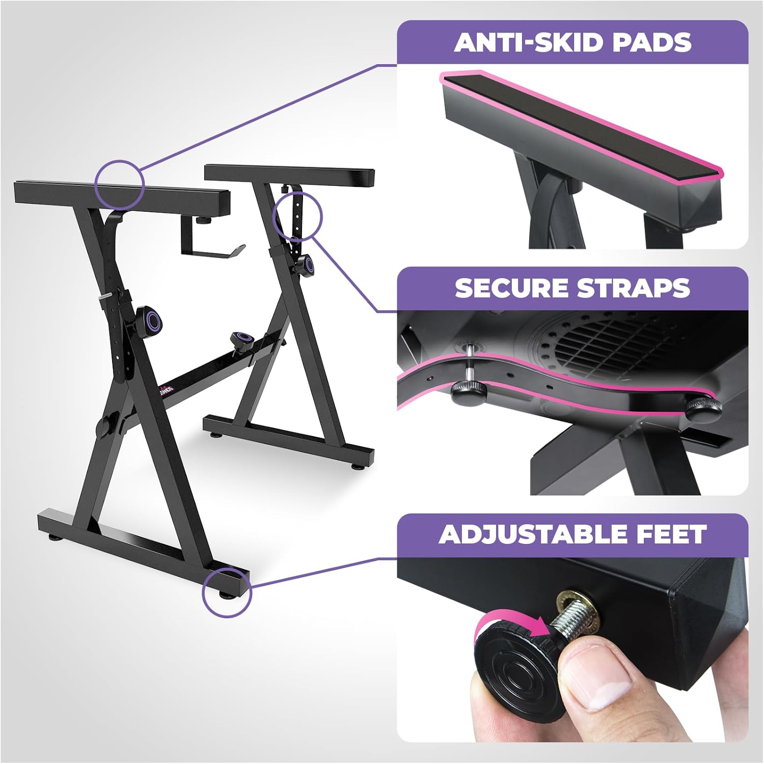 Liqui Stand Dua Pian Keyboar Stan wit 2n Tie  Styl Adjustabl an Portabl Tie Heav Dut Musi Stan fo Synth an Electri Digita Keyboard Fit 5 6 8 Ke Pianos