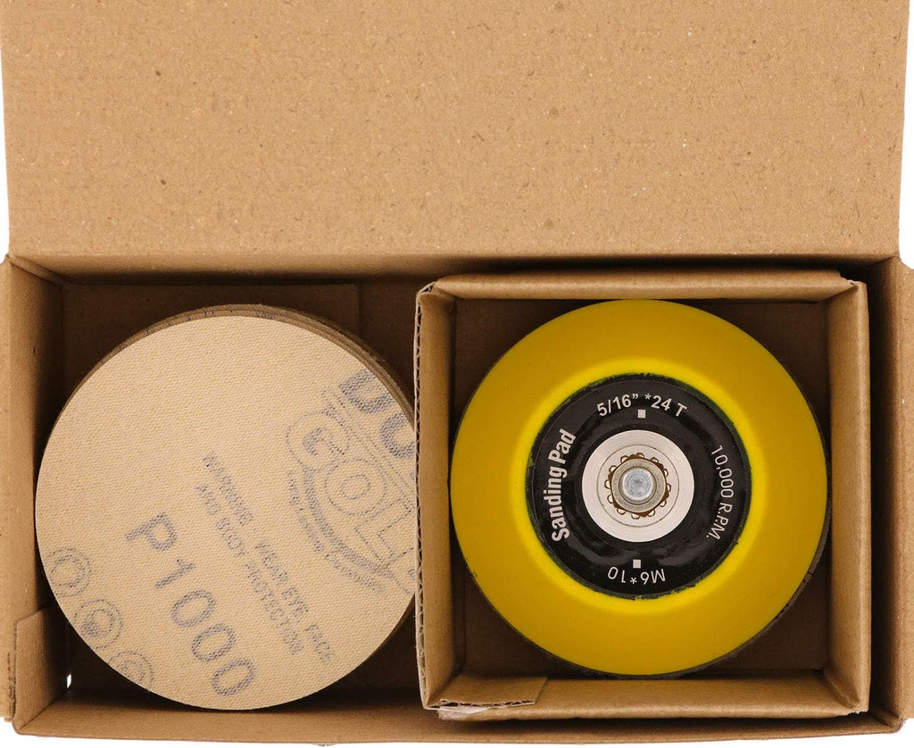 Dura-Gold - Premium - Variety Pack (40,60,80,120,220,320,400,600,800,1000) - 3inch Gold Hook & Loop Sanding Discs for DA Sanders - Box of 50 Sandpaper Finishing Discs for Automotive and Woodworking