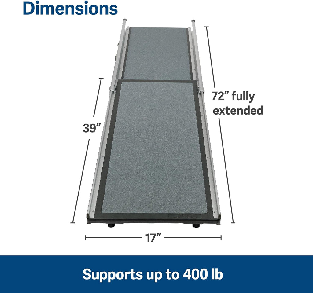 PetSafe Happy Ride Compact Telescoping Dog Ramp - Portable Pet Ramp for Cars, Trucks SUVs with Adjustable Sizing - Non-Slip Design - Lightweight Pet Mobility Assistance