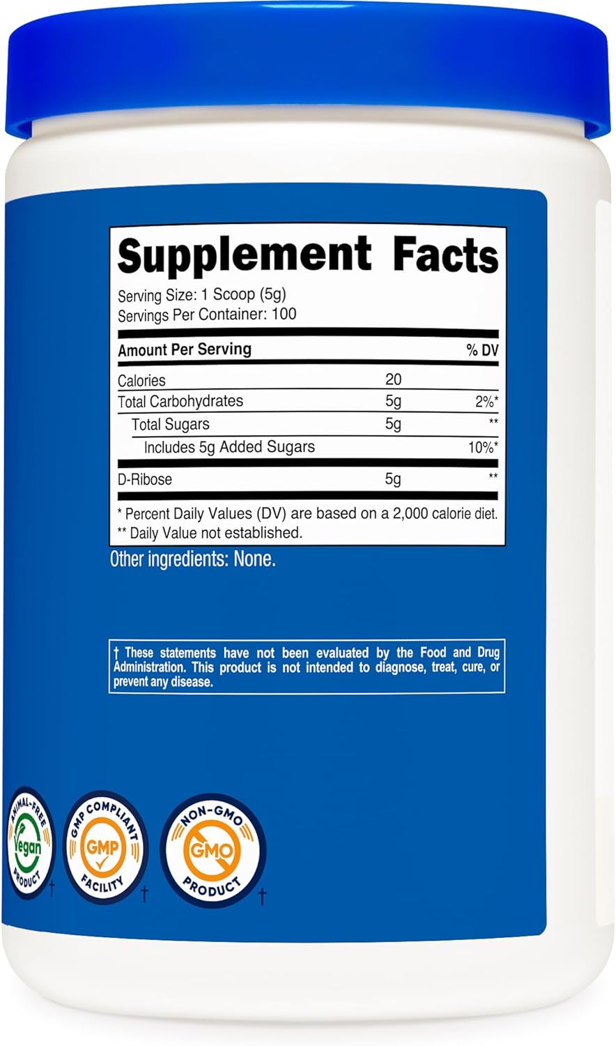 Nutricost D-Ribose Powder 500 Grams - 5000mg Per Serving, Non-GMO (500 Grams)