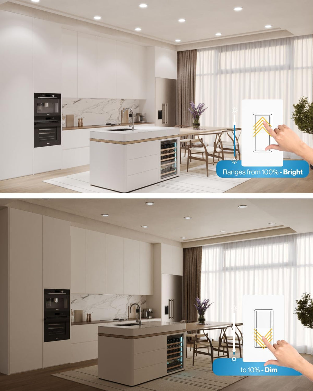 Sunc 9 Pac Inc LE Recesse Light Canles Ceilin Light Sli wit Junctio Box 85 LM 14 (100 Equivalent) Selectabl CC 2700K/3000K/4000K/5000K/6000K Dimmable Wafe Thi ETL.