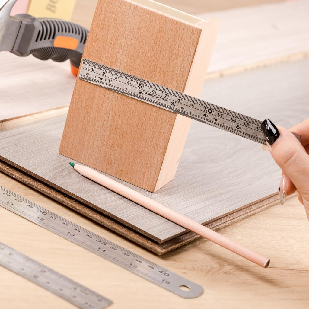 Stainless Steel Ruler, 3 pcs, 6inch, 12inch, 16inch, Imperial Metric Measurements, Metric Metal Ruler Set, Metal Rulers