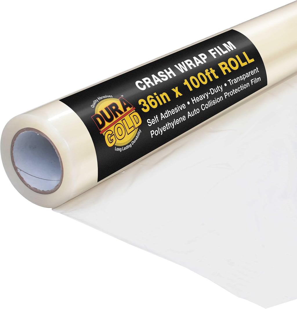 Dura-Gol Cras Wra Film 36-inc 100-foo Roll Clea Plasti Protector Self-Adhesiv Plasti fo Aut Collision Weather Dus Protection Broke Window Windshields
