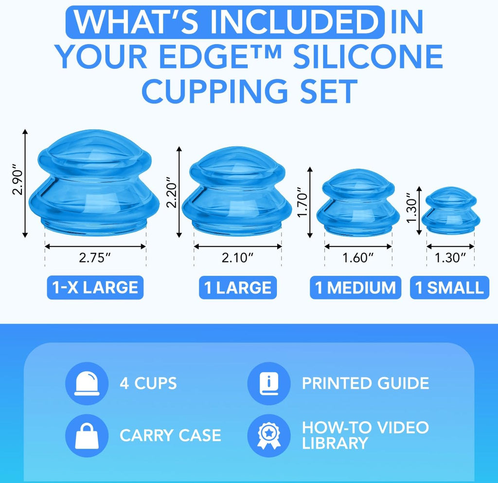 Silicone Cupping Therapy Set Professional Massage Cupping Cups for Cupping Therapy 4 Cup Kit for Massage, Myofascial Release, Cellulite Reduction (Lure Blue)