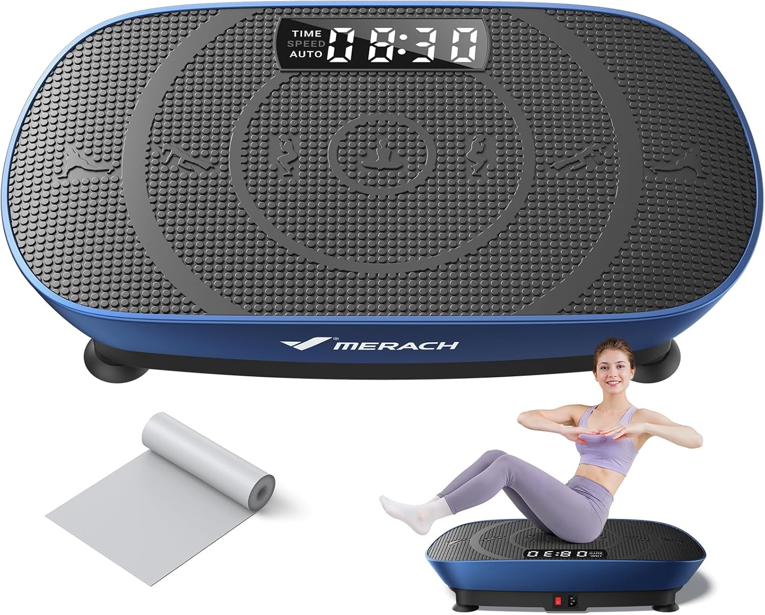 MERACH Vibration Plate Exercise Machine, Whole Body Workout Equipment for Women, Bluetooth and Silicone Pedal, Vibration Plate with Auto Mode, Vibrate Fitness Platform for Home