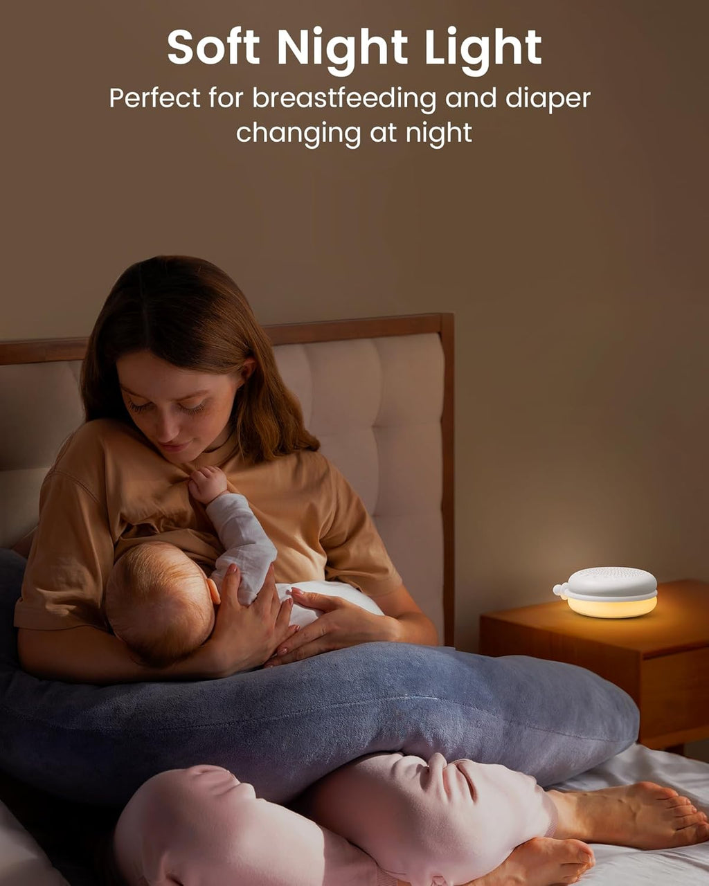 Glocusen 3-in- Portabl Bab Soun Machine Whit Nois Machin fo Sleeping Nigh Ligh Phon Connecte Speake 3 Sound Timin Functio 1000mA Larg Batter Designe fo Travel