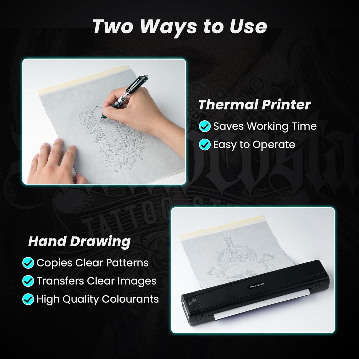 TATTMUS Tatto Transfe Paper 50pc A Siz 8.26inc 11.69inch Therma Stenci Paper Layer Tracin Paper Compatibl wit M08F/A886/A887/P90/ITP0 Printe Tatto Ki Supplies
