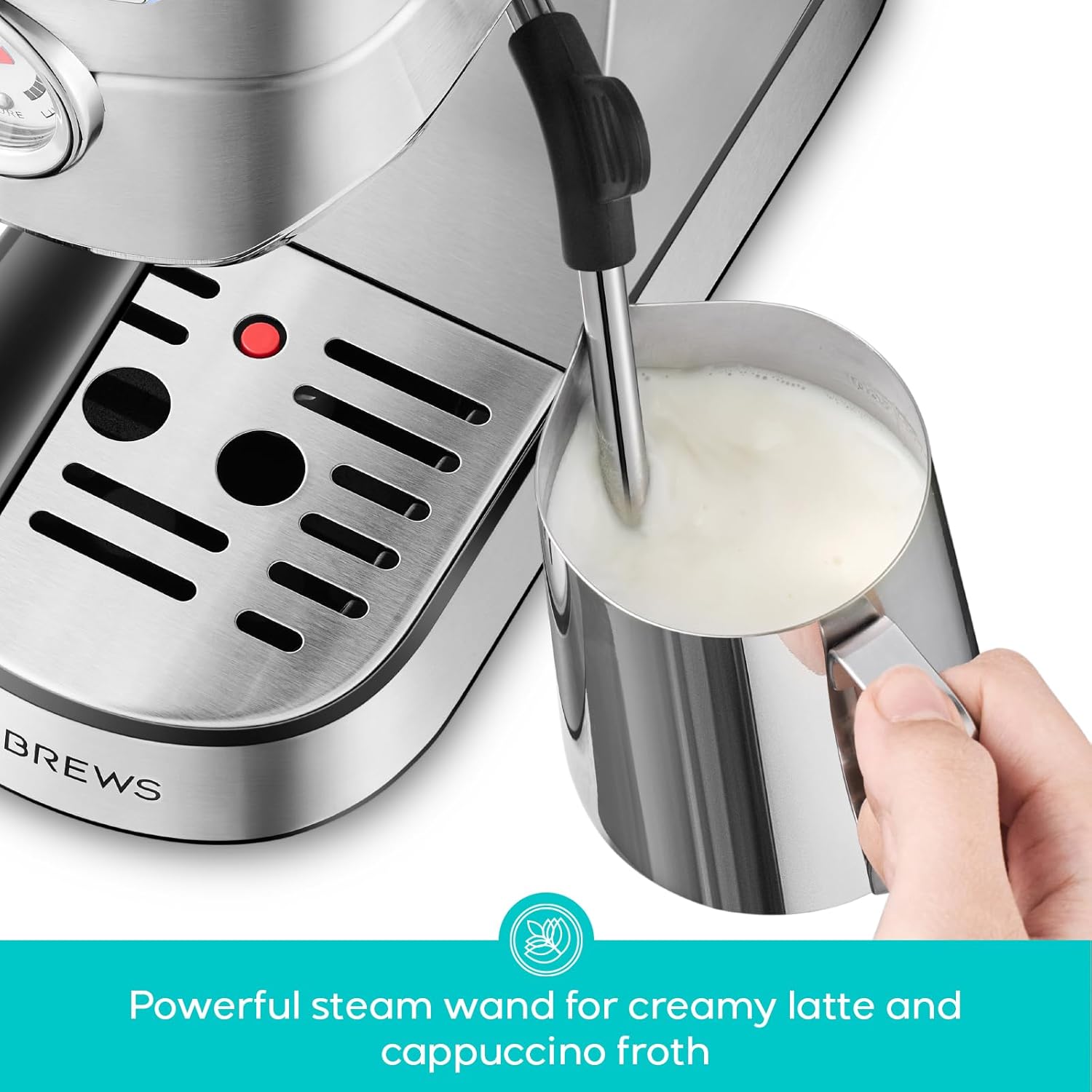 CM5418 Espresso Machine 20 Bar, Compact Espresso Maker with Steam Milk Frother, Stainless Steel Coffee Machine with 34oz Removable Water Tank for Cappuccino, Gift for Women or Men, Silver