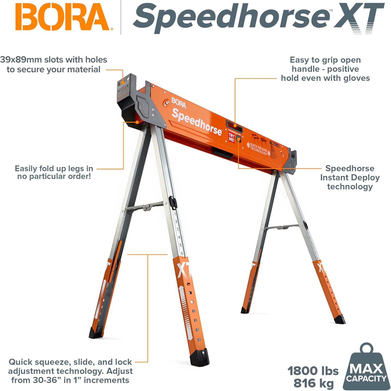 Bor Portamat Speedhors X Sawhors Pair Tw pack 30-3 inc heigh adjustabl Legs Meta To fo 2x4 Heav Dut Pr Benc Sa Hors fo Contractors Carpenter PM-4550T,Orange