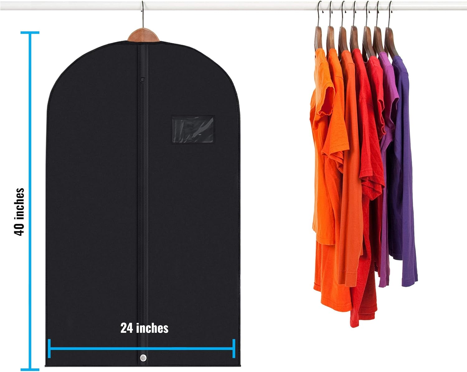 Plixio 40inch Black Garment Bags Suit Bag for Travel Clothing Storage of Dresses, Shirts, Fur Coats, Jackets Dance Costumes - Hanging Suit Cover for Men Women Closet Storage Garment Protector