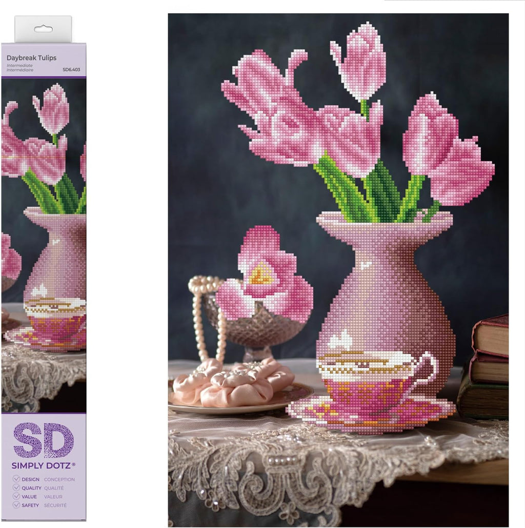 DIAMON DOT Daybrea Tulip Diamon Paintin Kit fo Adult Diamon Ar Kit Relaxin Creativ Craf Ki wit Dot Gem 13.6x20.5