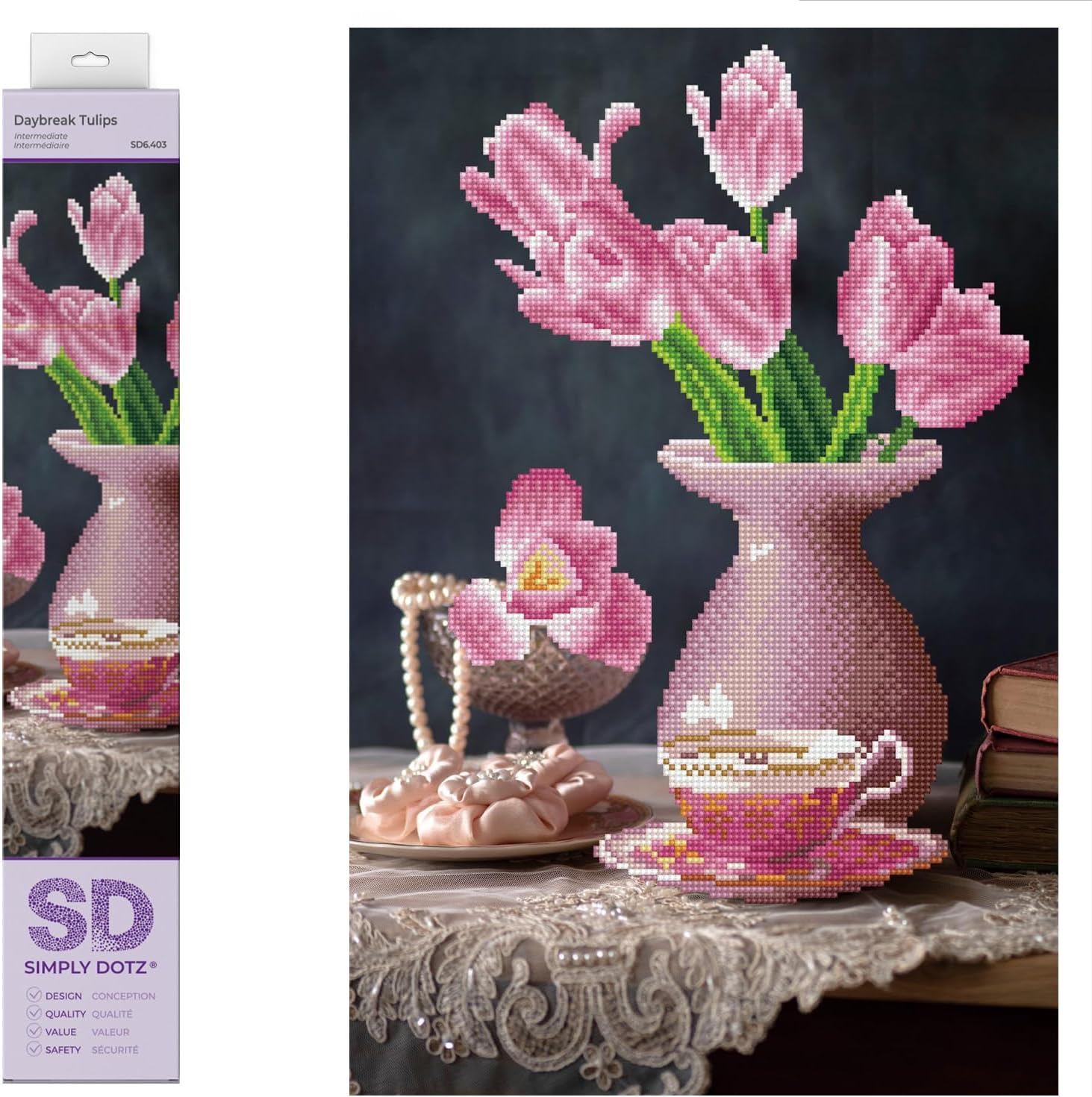 DIAMON DOT Daybrea Tulip Diamon Paintin Kit fo Adult Diamon Ar Kit Relaxin Creativ Craf Ki wit Dot Gem 13.6x20.5