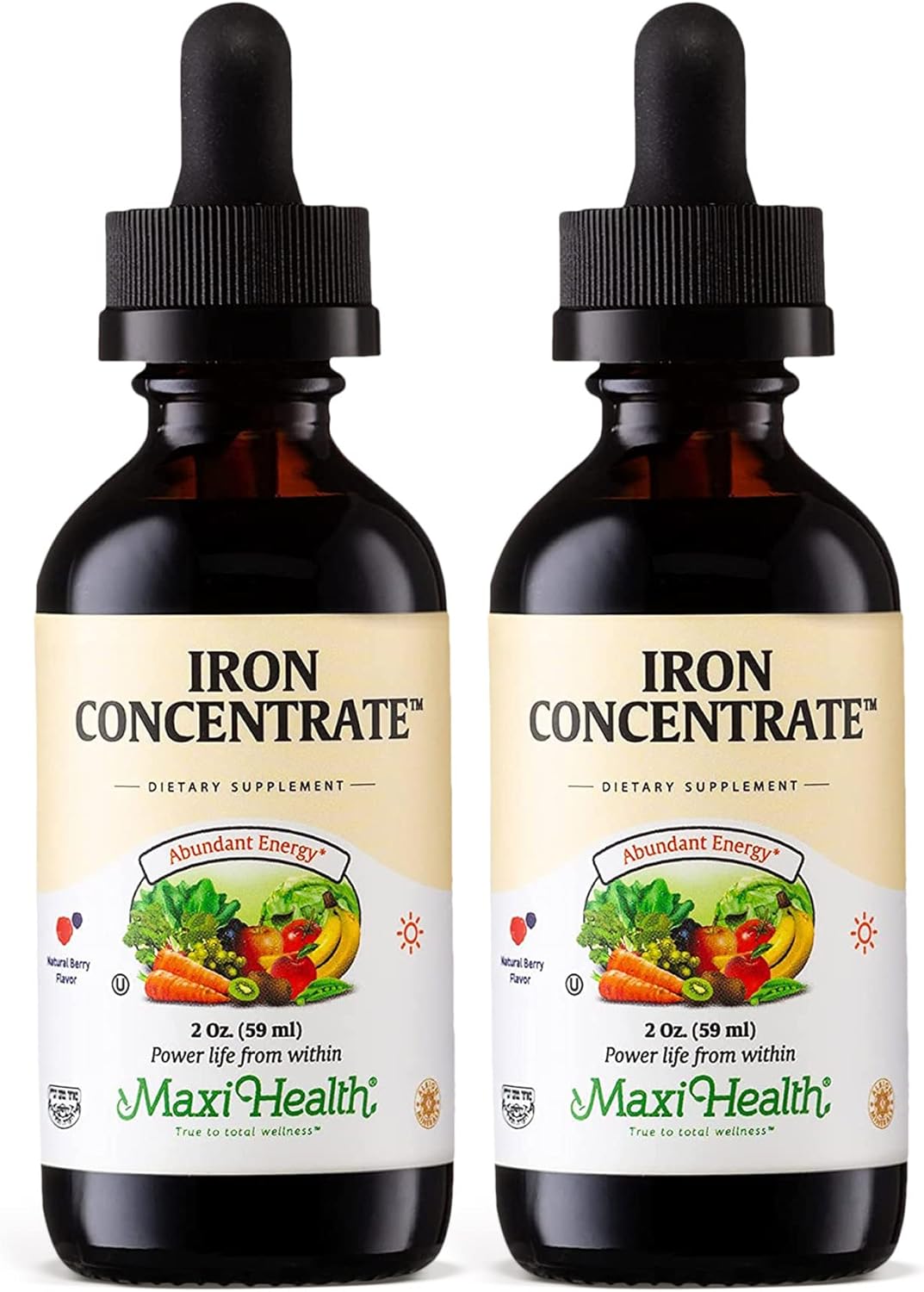 Maxi Health Iron Supplement 15mg Per ML ¨C Increase Energy and Blood Levels Without Nausea or Constipation ¨C Liquid Iron Drops for Men, Women, and Kids ¨C 2 oz. (2 oz, 2 Pack)
