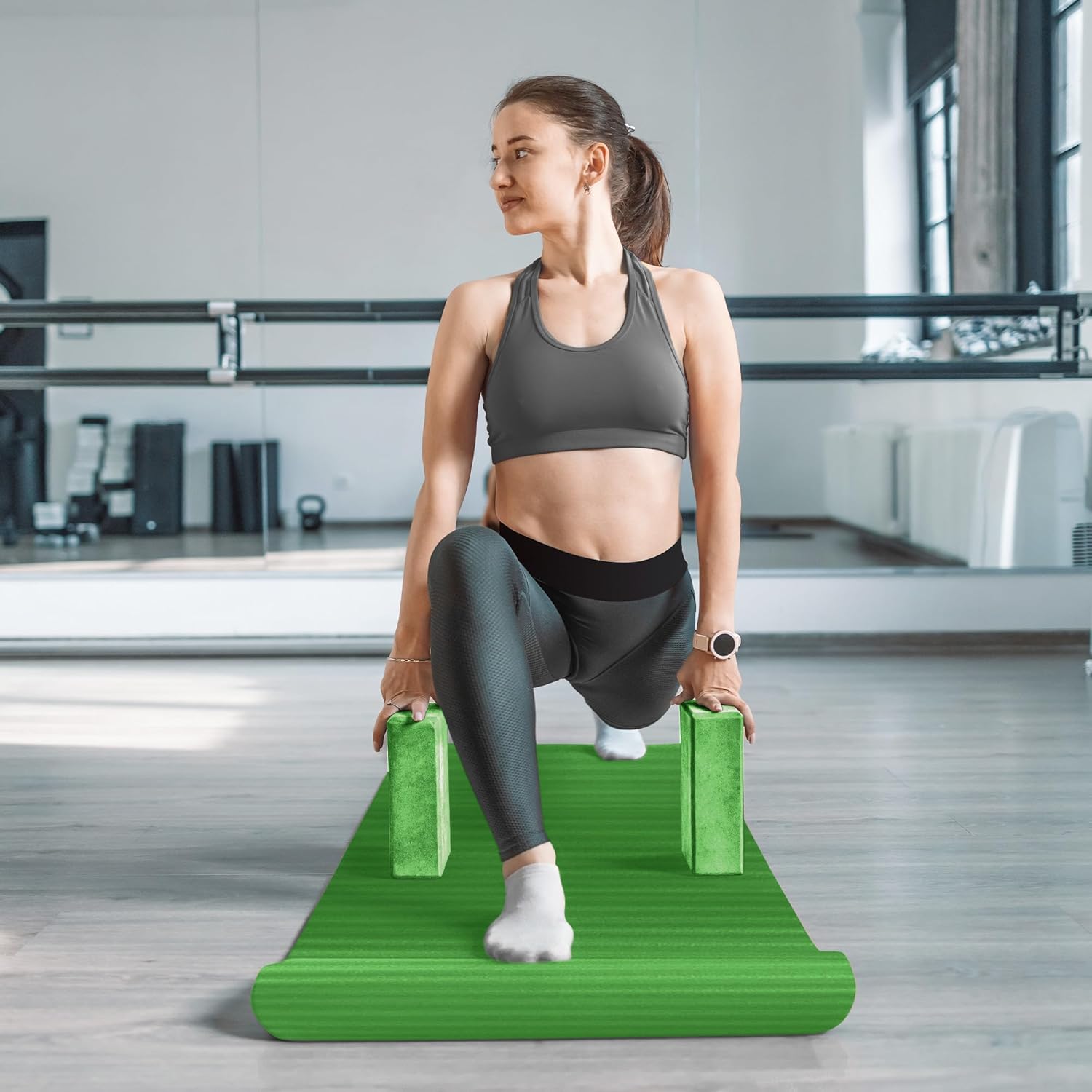 BalanceFrom 7-Piece Yoga Set with 71x24x0.5 Inches Extra Thick Mat and Carrying Sling ¨C Includes 2 Blocks, Stretch Strap, 2 Towels, and Knee Pad for Home, Studio, and Gym Workouts