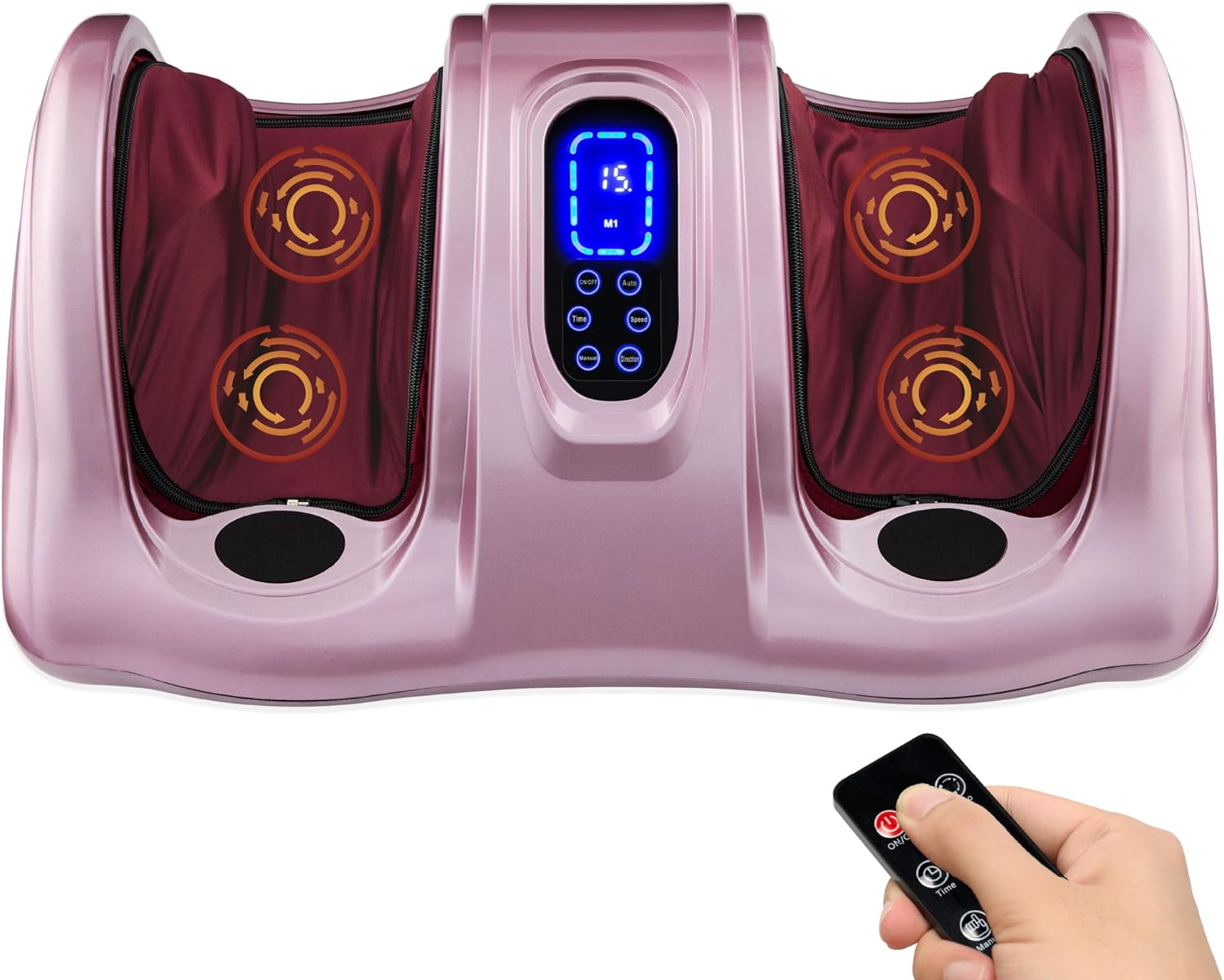 Best Choice Products Shiatsu Foot Massager for Pain Relief, Plantar Fasciitis, Neuropathy, Blood Circulation, Remote Control w/Compact Design - Rose Gold