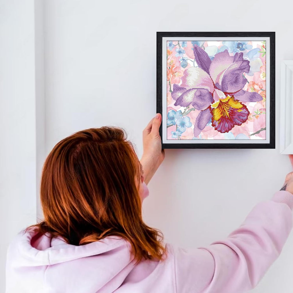 DIAMON DOT Sparkl Garde Mauv wit Fram Flowe Diamon Paintin Kit fo Adult Diamon Ar Kit Relaxin Creativ Craf Ki wit Dot Gem 12inchx12inch