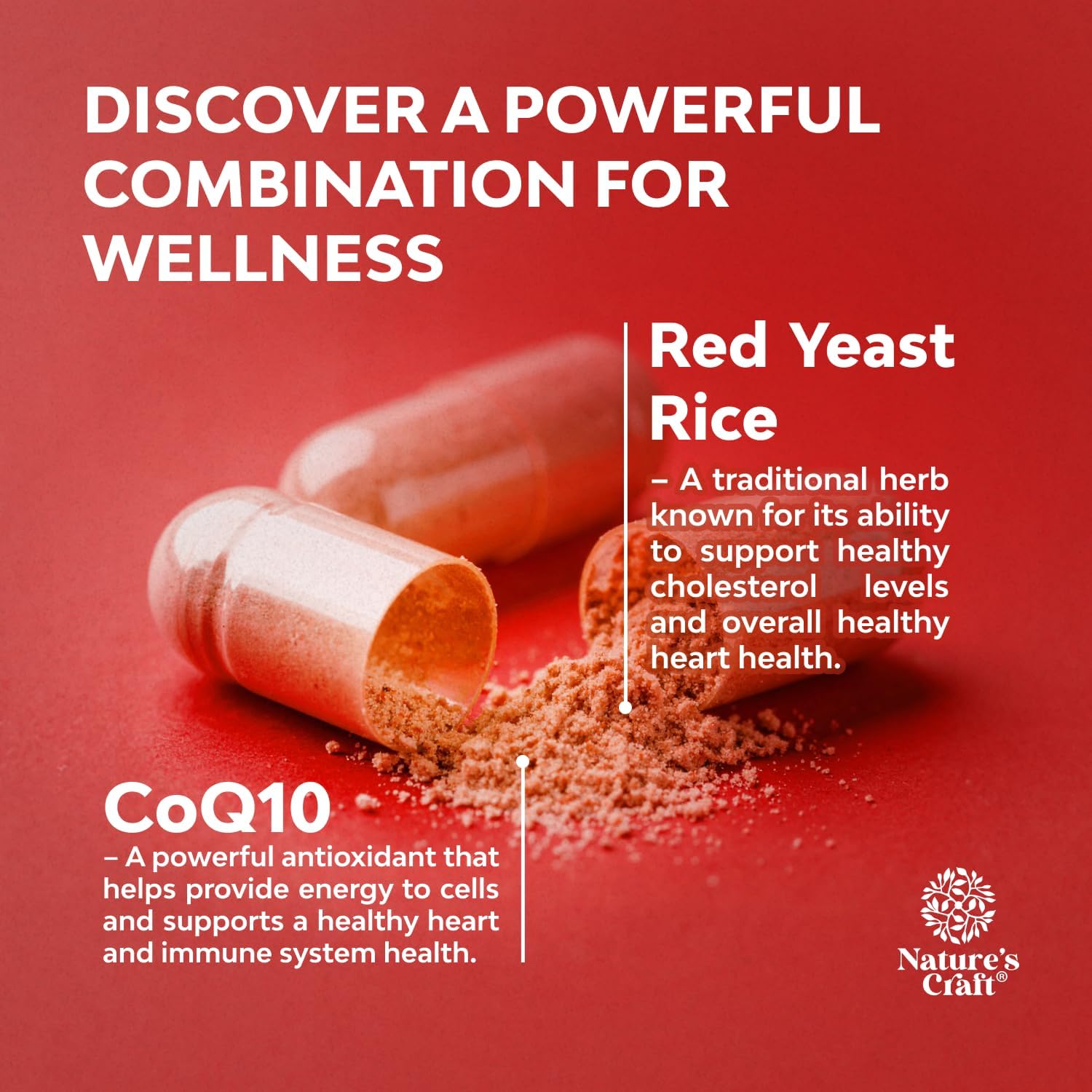 Re Yeas Ric wit CoQ1 Supplemen Advance Health Hear Health Cholestero Level Formul fo Me Wome Extr Strengt Capsul wit Re Yeas Ric 120 m Capsule wit CoQ10-6 Count