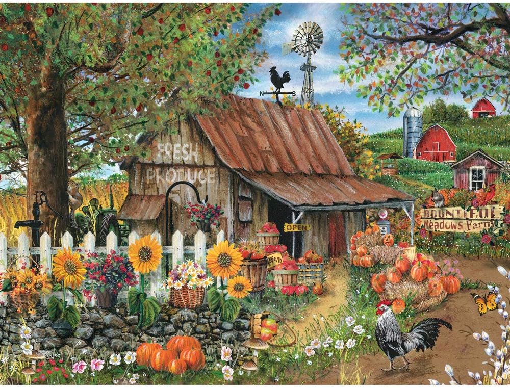 Bits and Pieces ¨C Large 500 Piece Jigsaw Puzzle for Adults ¨C ¡®Bountiful Meadows Farm¡¯ by Artist Thomas Wood, Completed Puzzle Size: 18inch x 24inch