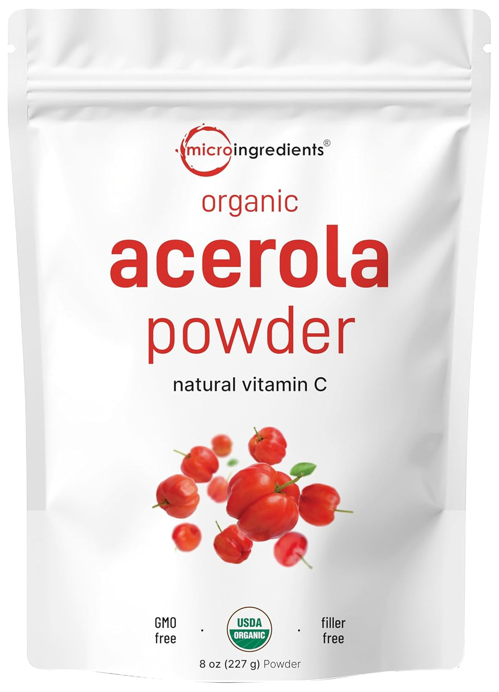 Organi Acerol Powder 8o Natura Organi Vitami Superfoo N Suga Additive Grea Flavo fo Drinks Smoothie Beverage Non-GM Vega Friendly Brazi Origin