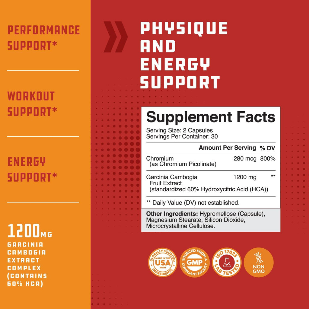 Stron Garcini Cambogi Extrac Capsule wit 60 HC Non-Stimulan Garcini Cambogi Weigh Los Supplemen wit Hydroxycitri Aci Chromiu fo Balance Energ Metabolis Suppor 6 Count
