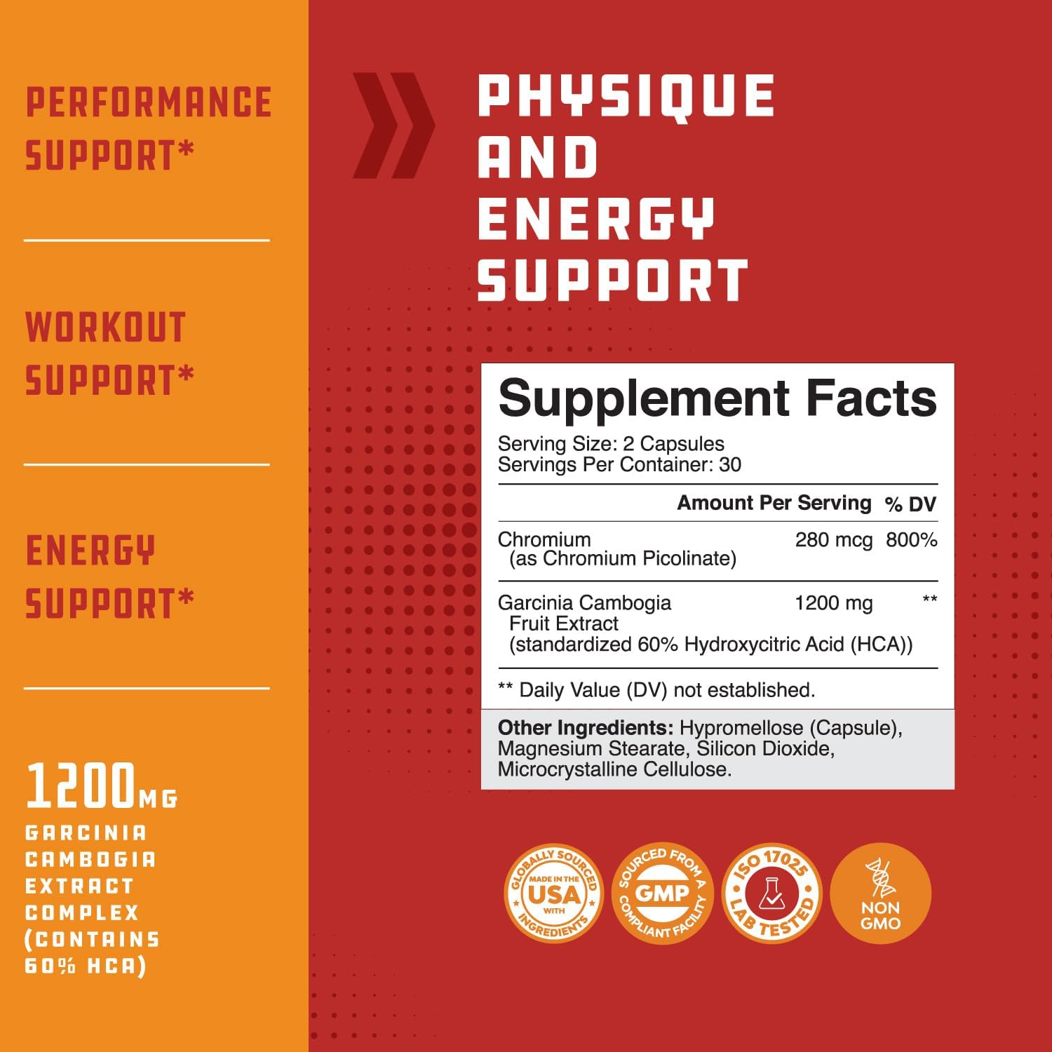 Stron Garcini Cambogi Extrac Capsule wit 60 HC Non-Stimulan Garcini Cambogi Weigh Los Supplemen wit Hydroxycitri Aci Chromiu fo Balance Energ Metabolis Suppor 6 Count