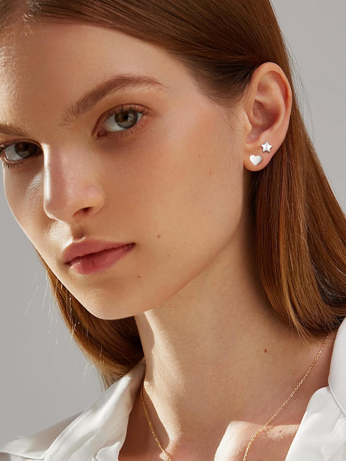 ChicSilver Hypoallergenic 925 Sterling Silver Stud Earrings, Dainty Simple Heart/Star/Moon/Lightning/Butterfly Earrings for Women