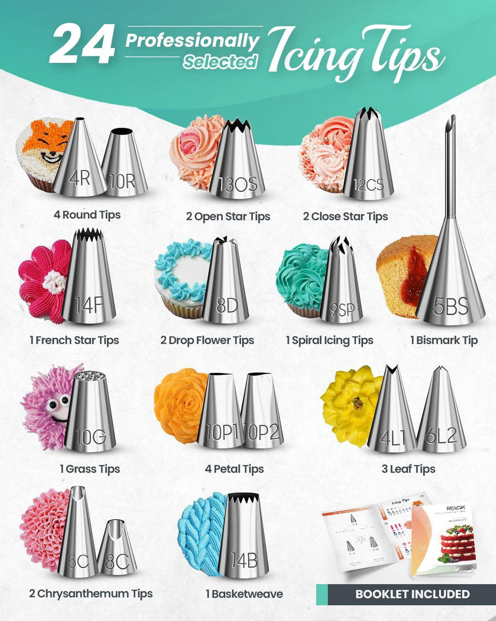 64PC Cak Decoratin Ki wit Leveler Bakin Supplie Gif Include Cak Stan Turntable 2 Numbere Icin Tips 30+ Pipin Bags Frostin Spatulas Scrappers Vide Cours Booklet