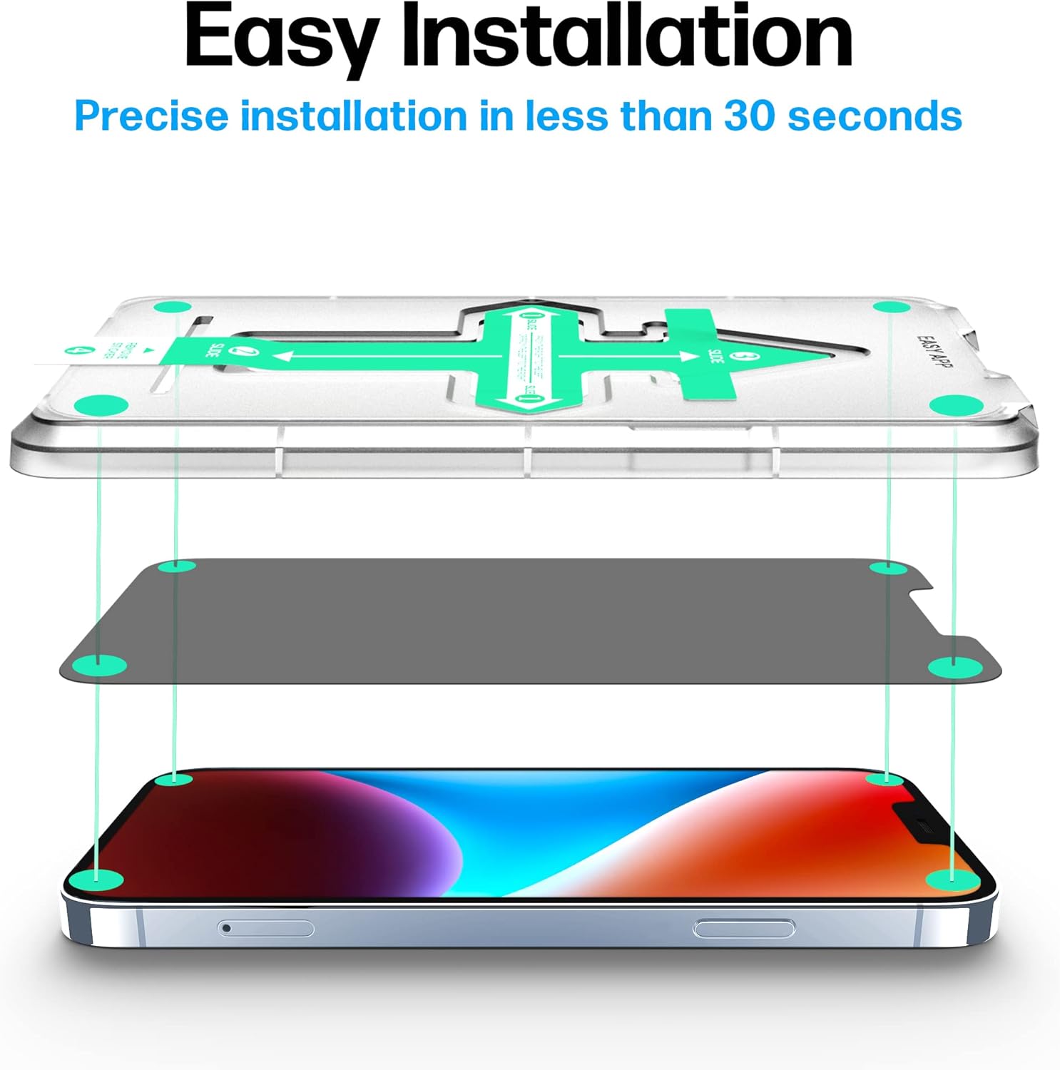 Power Theory Privacy Screen Protector for iPhone 14, iPhone 13, iPhone 13 Pro Tempered Glass Anti Spy protection with Easy Install Tray