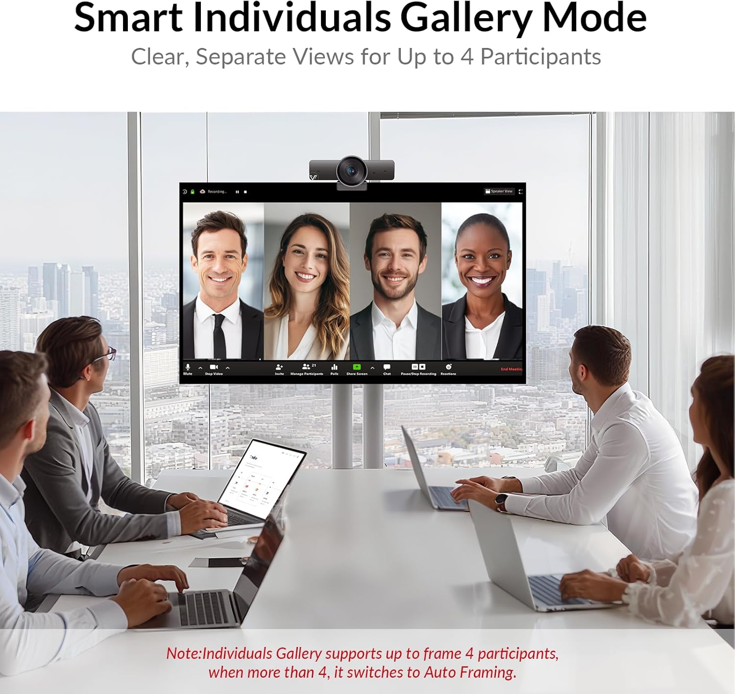 AV Access 4K Conference Room Camera, 1/1.8' Sensor, Individuals Gallery, 120¡ã FOV, 5X Digital Zoom, Auto Framing, Presenter Tracking, Dual Mics, ePTZ, Privacy Cover, Work with Teams, Zoom, Meet