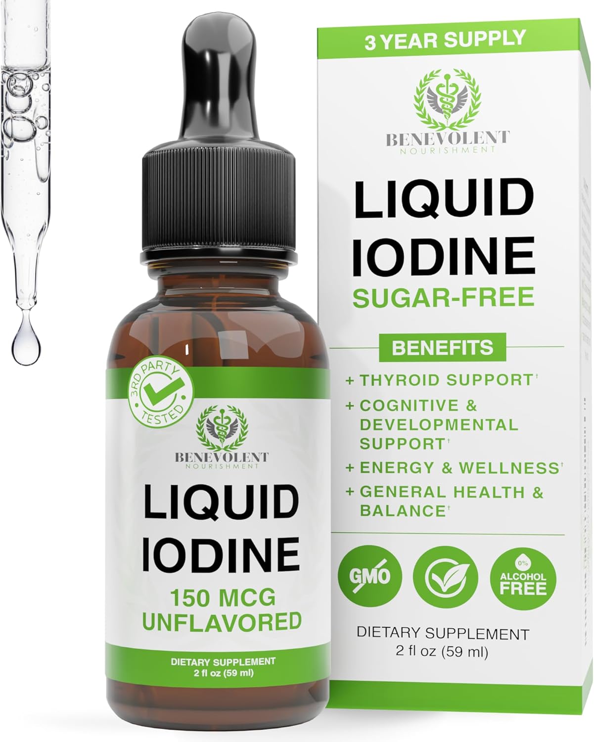 Liqui Iodin Drop 130 Serving Potassiu Iodid fo Thyroid Metabolis Deto Suppor 2 Absorptio  Yea Suppl US Made Glute Free Vega  F Oz