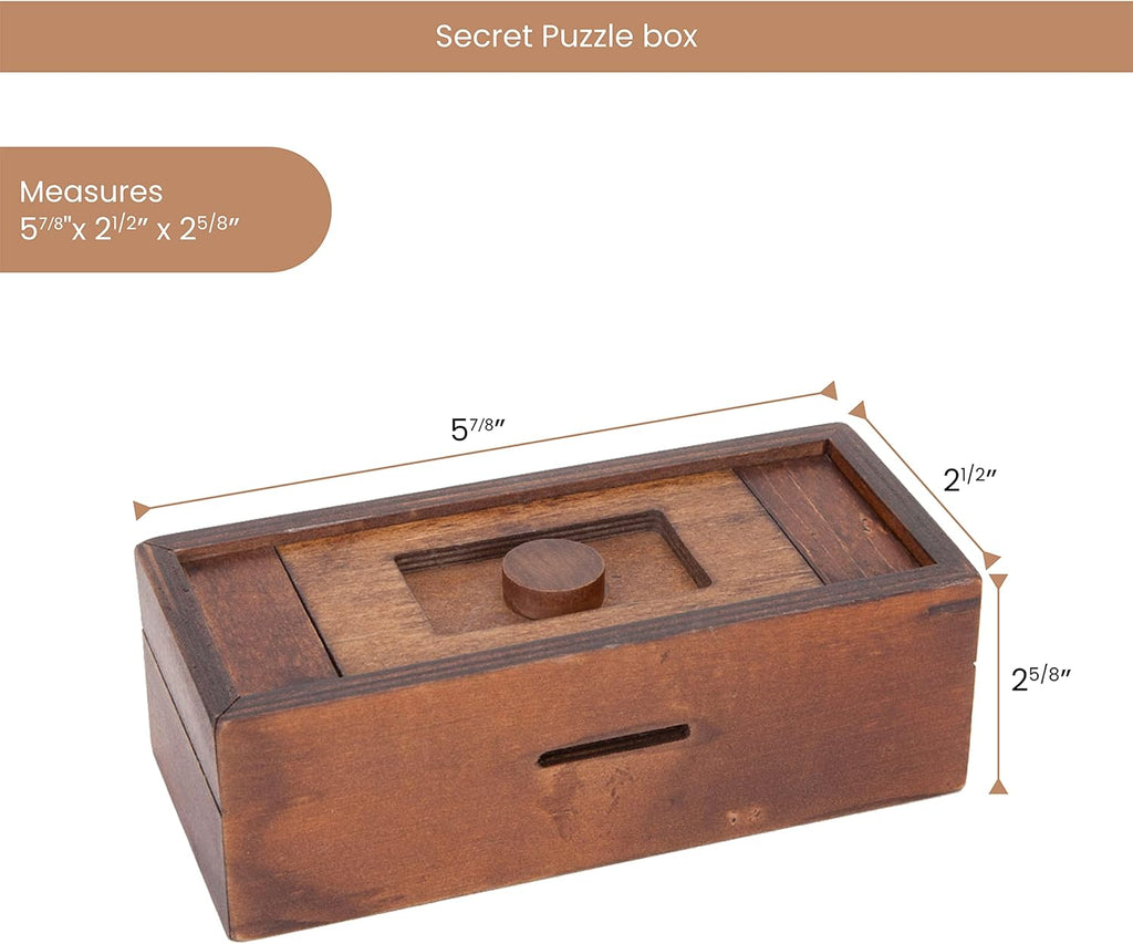 Bits and Pieces Secret Money Puzzle Box - Camouflage Your Cash Money Holder - Wooden Brain Teaser - Wooden Secret Hidden Compartment (Single Knob Puzzle Box)