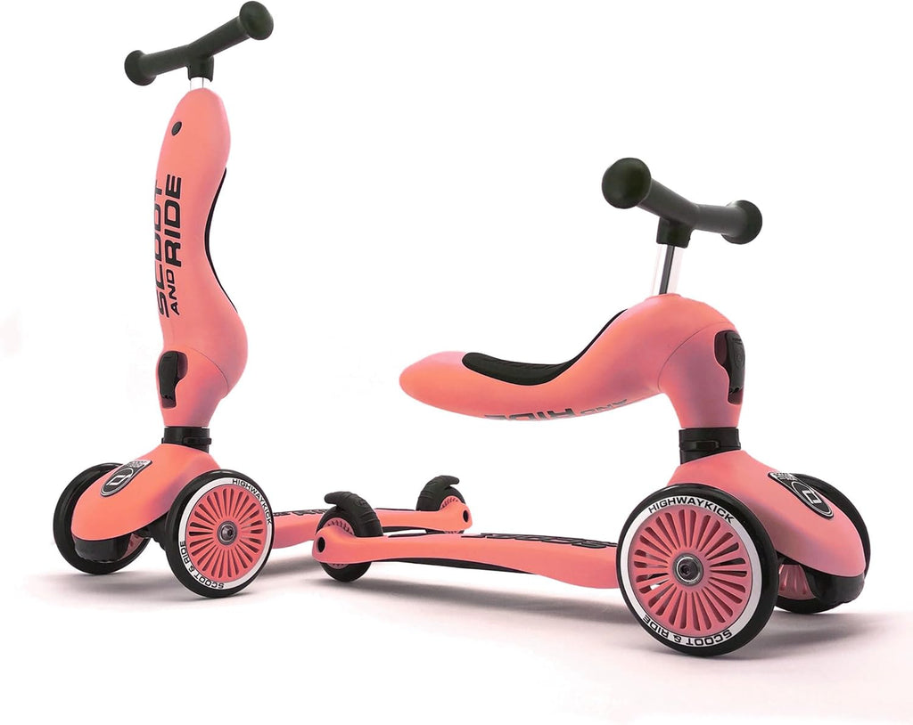 Scoot Ride 2-in-1 Ride-On Stand Kids Scooter, Ages 1 to 5, Highwaykick 1, Peach