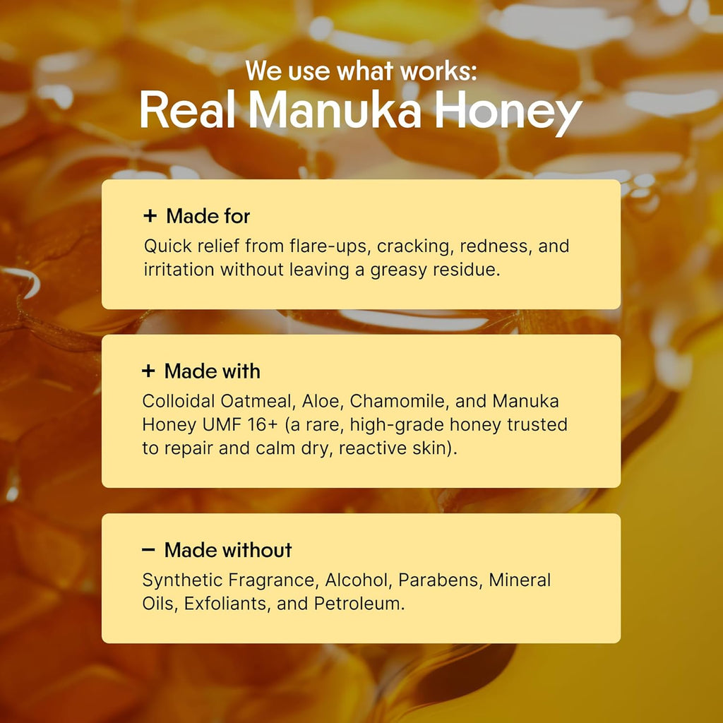 Clearbody Organics Manuka Honey Cream - 2 Fl Oz - Soothing Eczema Cream - Deep Hydration with Colloidal Oatmeal - Instant Manuka Relief for Dry, Itchy Skin