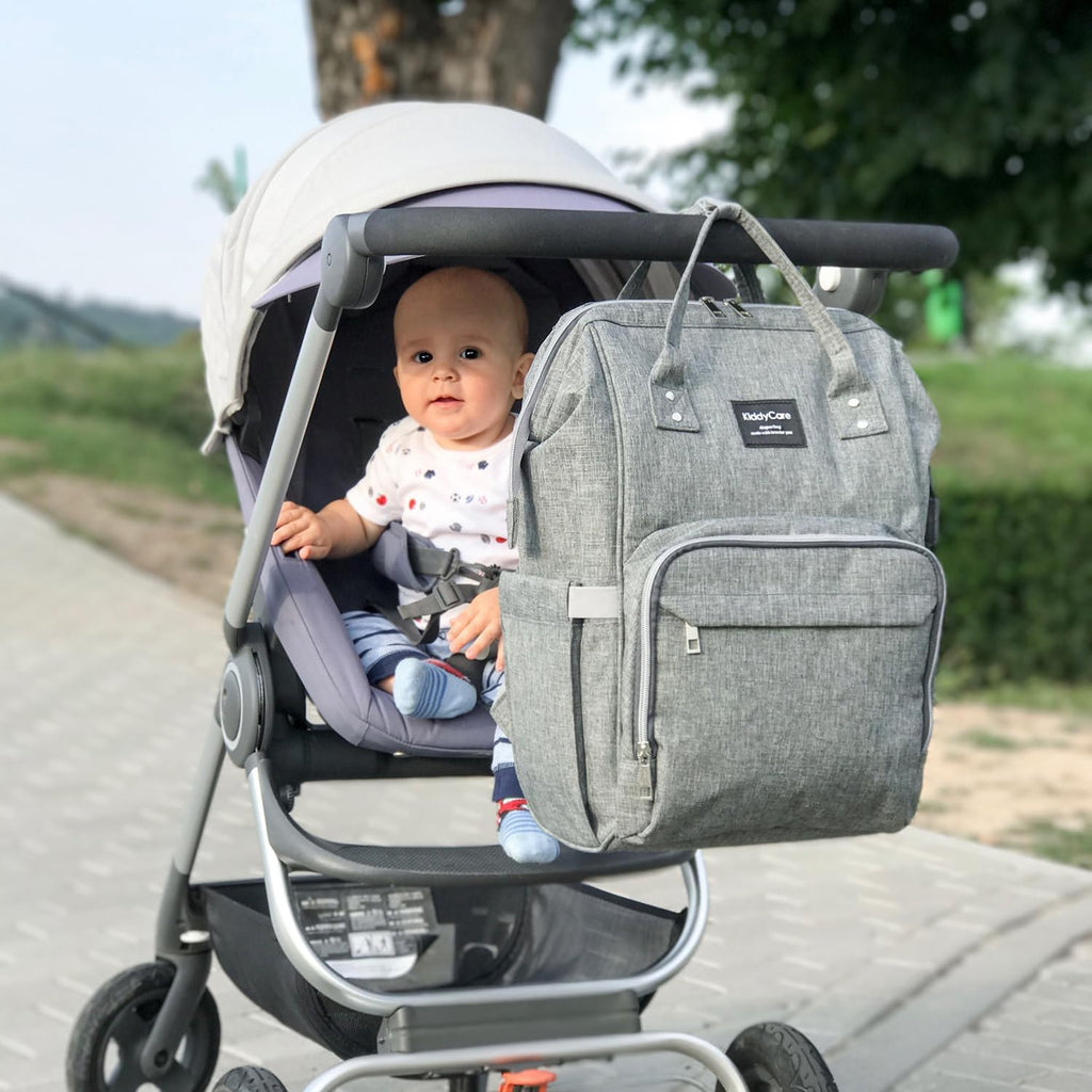 KiddyCare Baby Diaper Bag Backpack, Unisex Travel Baby Backpack Diaper Bags, Boy Baby Girl Diaper Bags for Newborn (Slate)