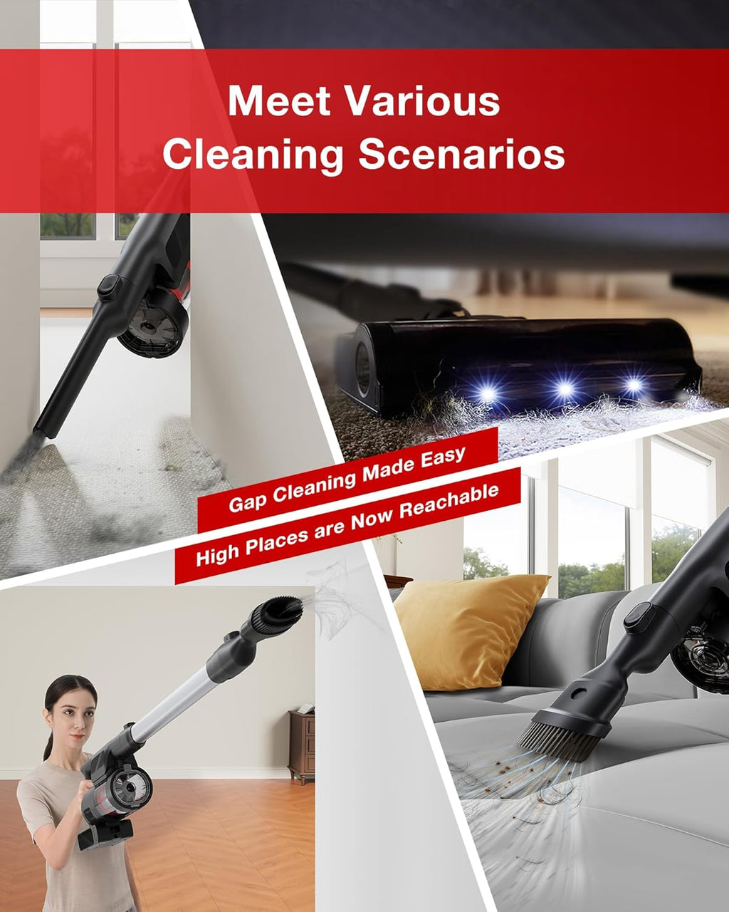 Yeed C1 Comb Cordles Stic Vacuu Robo Mopping All-in-on Cleanin Combot wit Dua Aut Self-Emptying 10000P Suctio Lightweight ZeroTangl Brus fo Har Floor Carpe Pe Hair