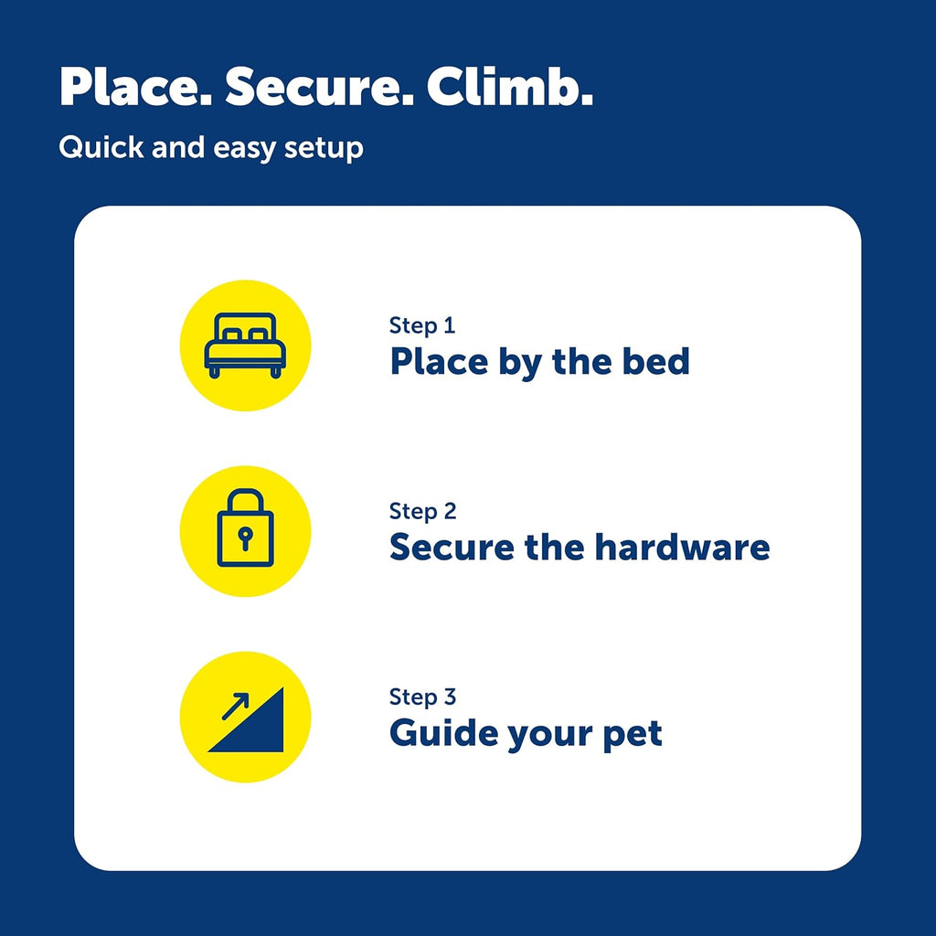 PetSafe CozyUp Bed Ramp - Supports Pets Back Joints - High Traction Carpet Surface - Furniture-Grade Wood - Cherry or White Finish - Heavy Duty Bed Access Ramp - White