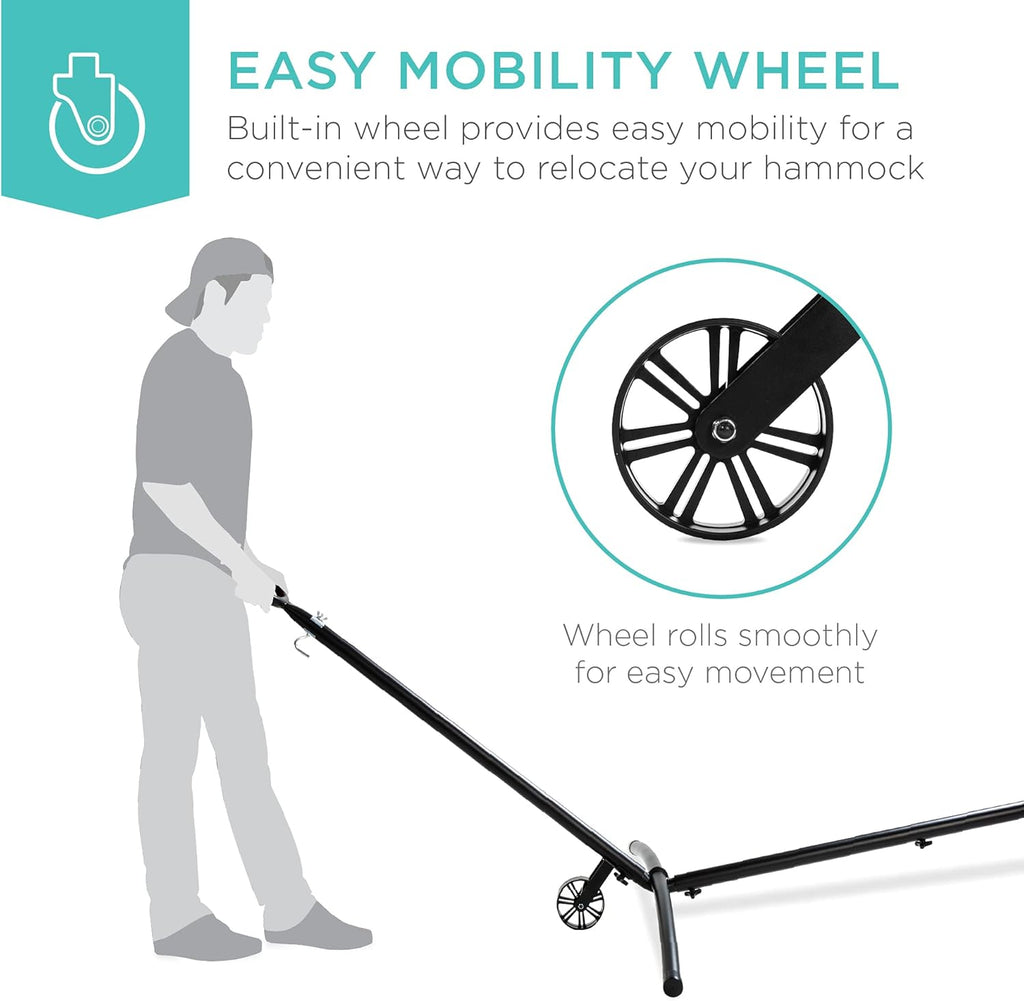 Bes Choic Product Portabl Heavy-Dut 9f Stee Hammoc Stan w/Built-i Wheel Carryin Case Weather-Resistan Finish 450l Capacity