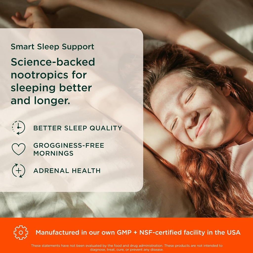 Geniu Slee AI Smar Sleepin Pill Supplemen Relaxatio Enhance an Moo Suppor w/Inositol L-Theanin Glycin 4 Capsules