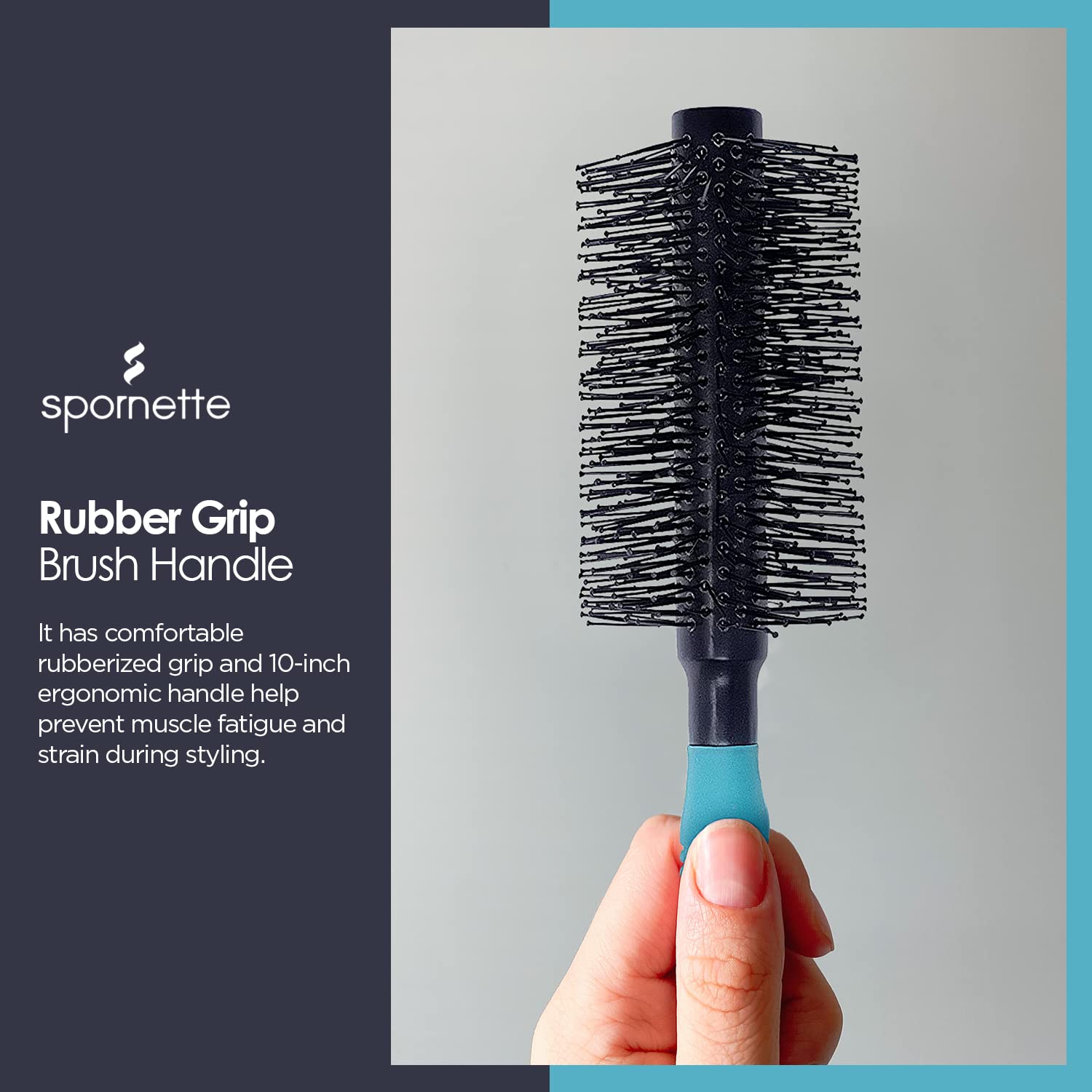 Spornett Doubl Strande X Roun Brush Nylo Bristle Roun Brus fo Straightening Anti-Frizz Detangling Volumizin Stylin fo Wav Curly Mediu Lon Hai Length (2.2 Inches)