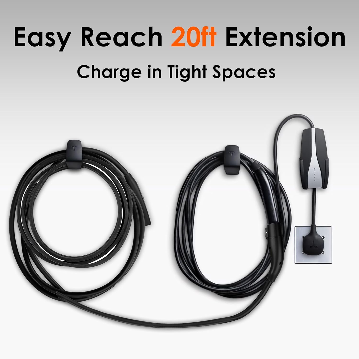 48 Tesl Extensio Cord 20ft Compatibl wit Model 3/Y/S/X Flexibl Durable 1-Pac E Charge Accessory Tesl Charge No Included