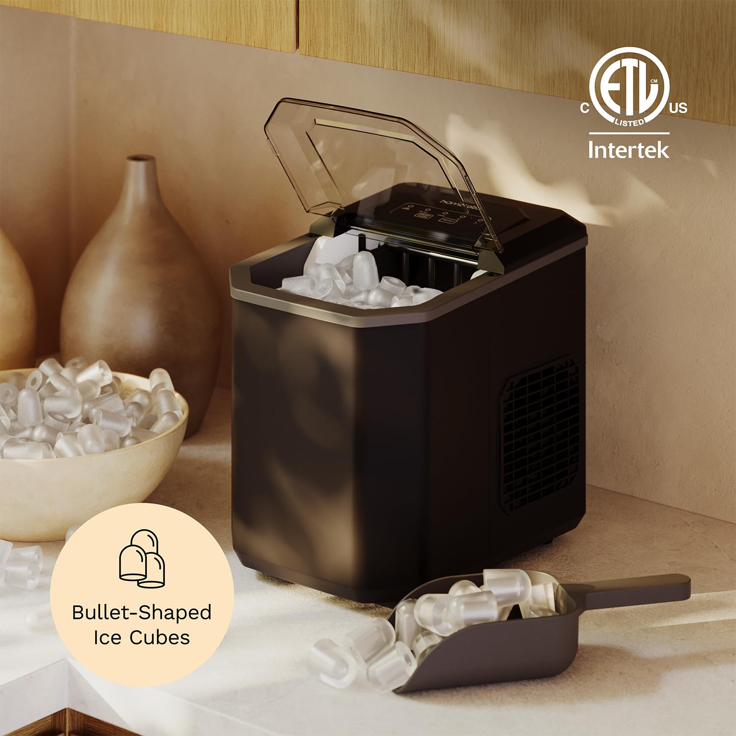 hOmeLab Counterto Ic Make  Ic Cube i Jus Minutes 26lb i 24Hrs Ic Sizes Self-Cleaning Include Ic Scoo Ic Bags Blac Portabl Ic Make fo Home/Kitchen/Bar/Dorm/RV
