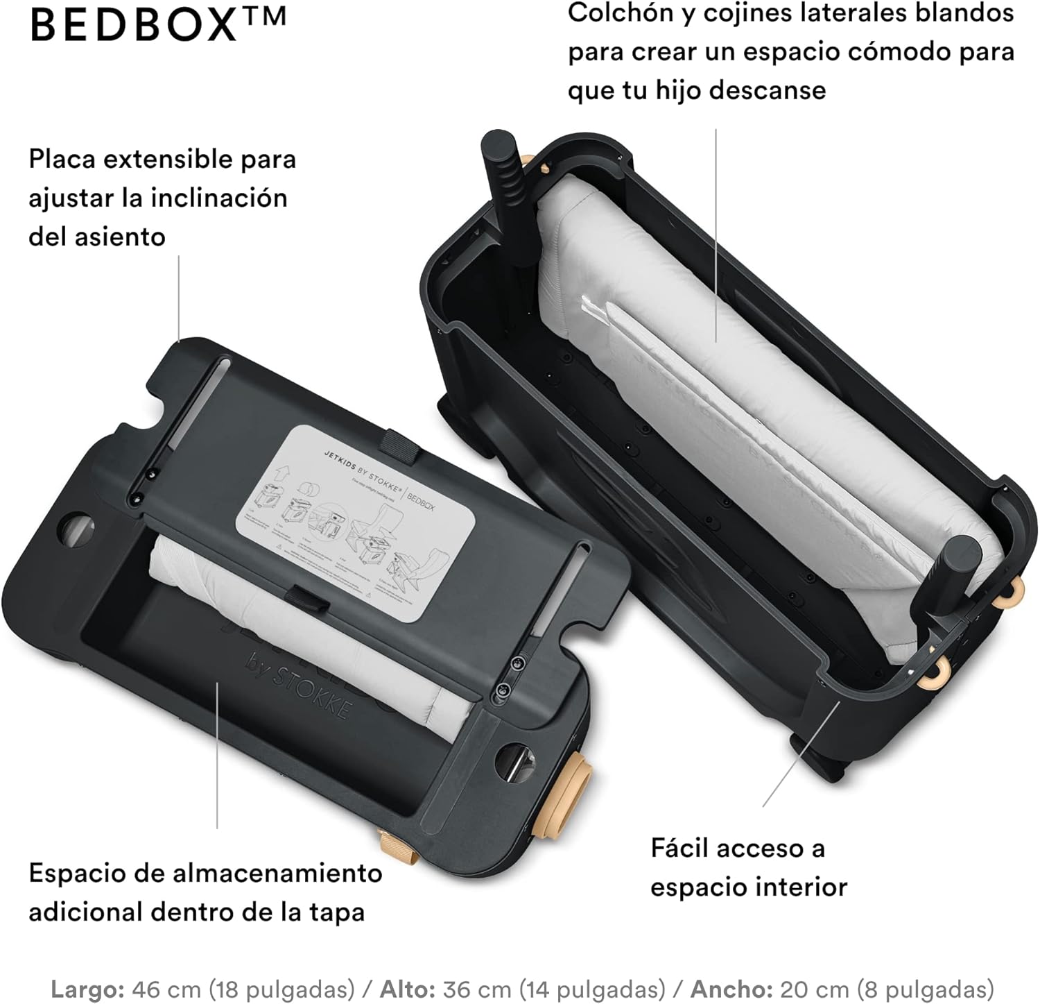 JetKid Stokk Trave Bundle Blac Include BedBo Ride-O Suitcas Backpac Bes fo Kid 2- Year Ol (U t 7 lbs)