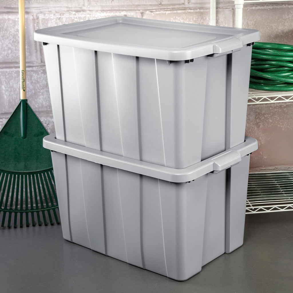 Sterilite 4 Pack Tuff1 Storage Tote, Stackable Plastic Bin with Lid, 30 Gallon