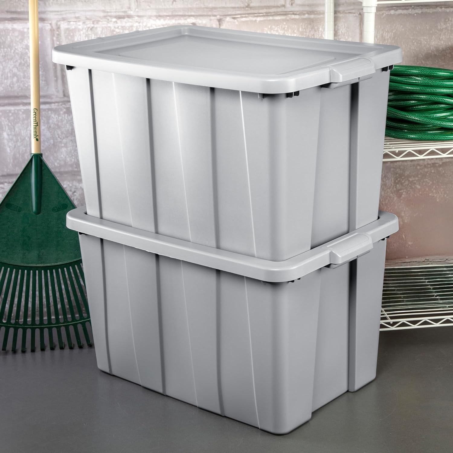 Sterilite 4 Pack Tuff1 Storage Tote, Stackable Plastic Bin with Lid, 30 Gallon