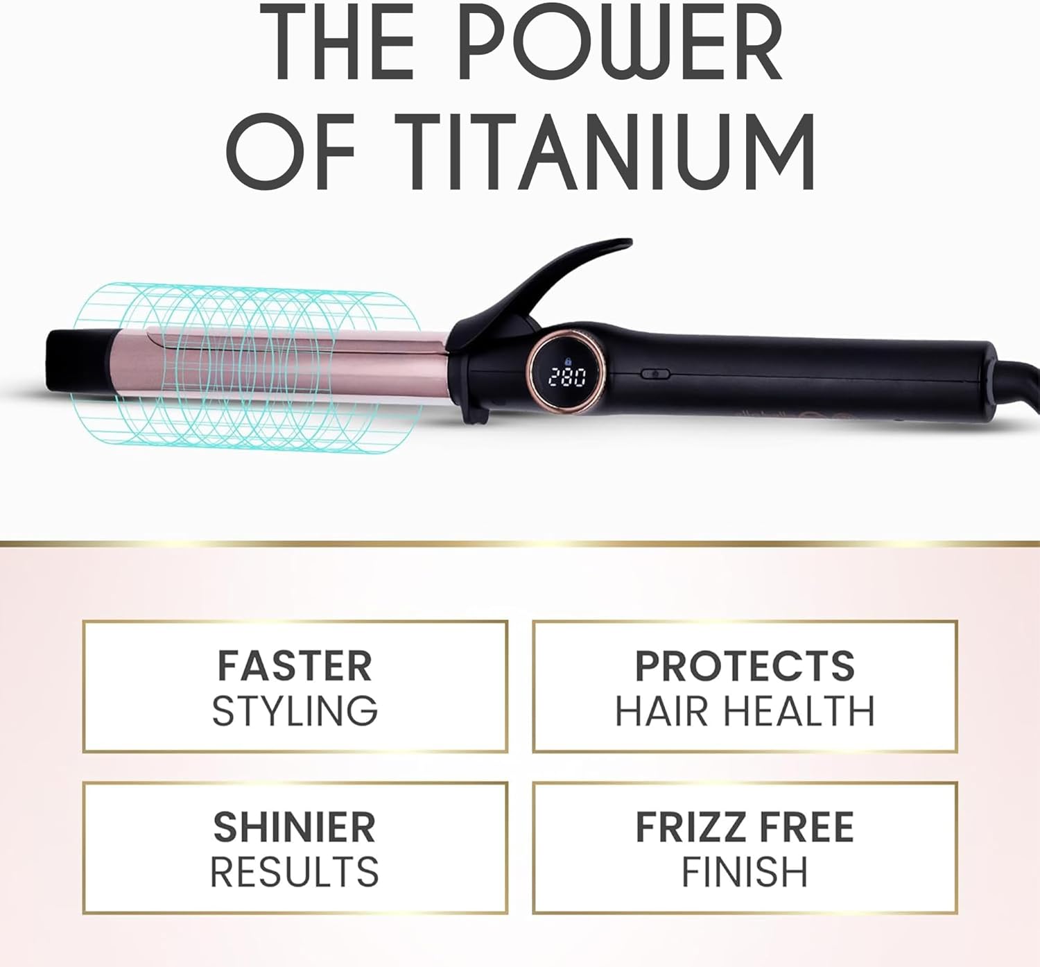 ELL BELLA Slimlin Curlin Iro Inc Professiona Curlin Wan wit Dua Voltage Titaniu Coating fo Long-Lastin Curl an Reliabl Styling